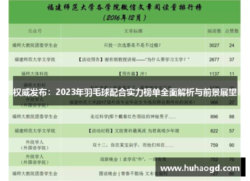 权威发布：2023年羽毛球配合实力榜单全面解析与前景展望